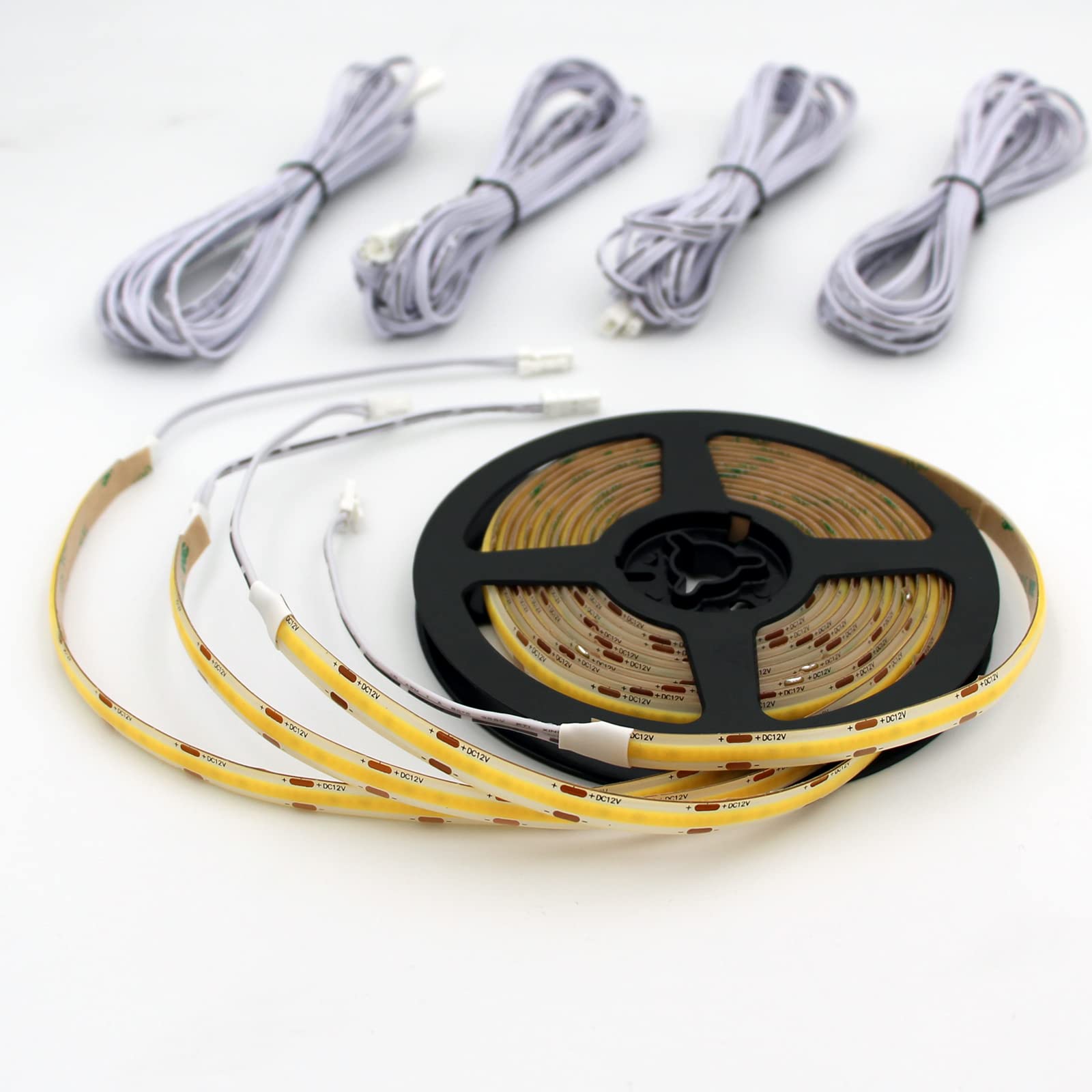 Komigan 4 Pack 40 Inches Cuttable Cob Led Strip Lights With 19.7Ft Long Extension Cable Used For Indoor Led Stair Lights Led Ste