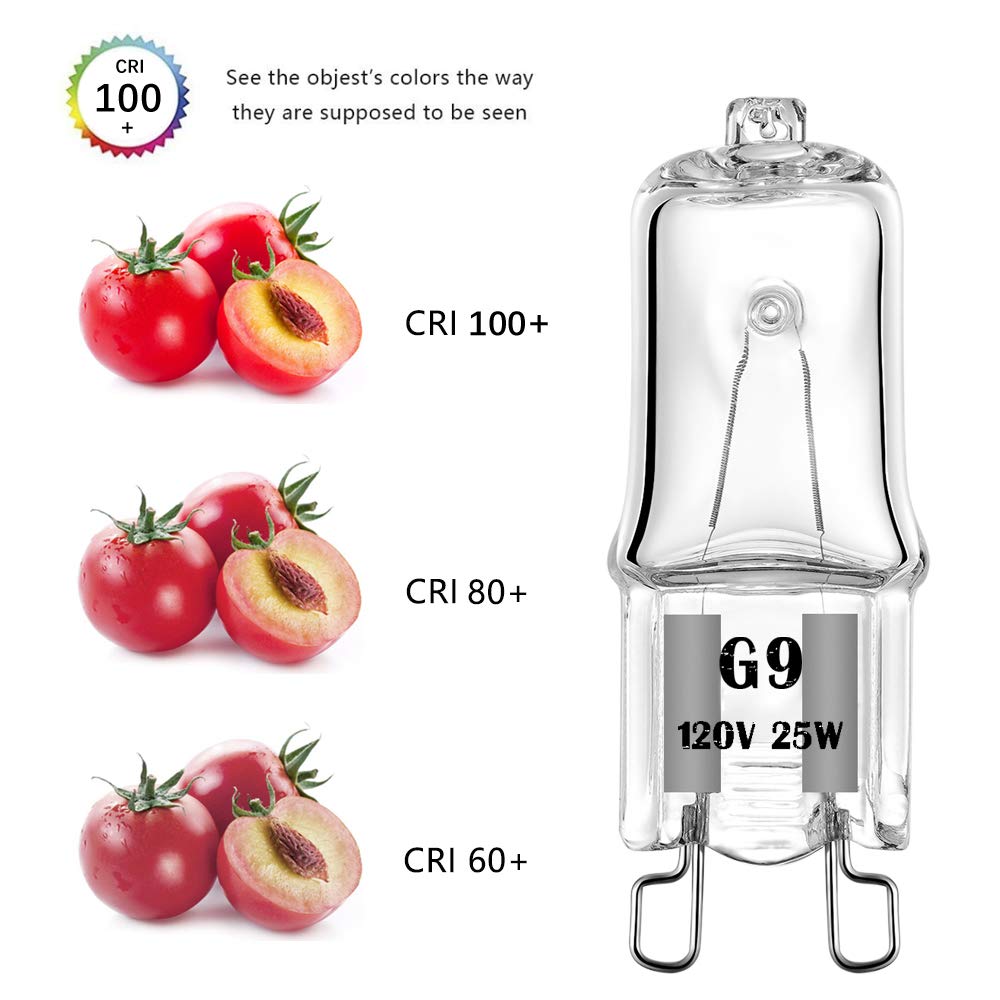 YBEK G9 Halogen Bulb 120V 25W T4 Dimmable Warm White 6 Pack Glass