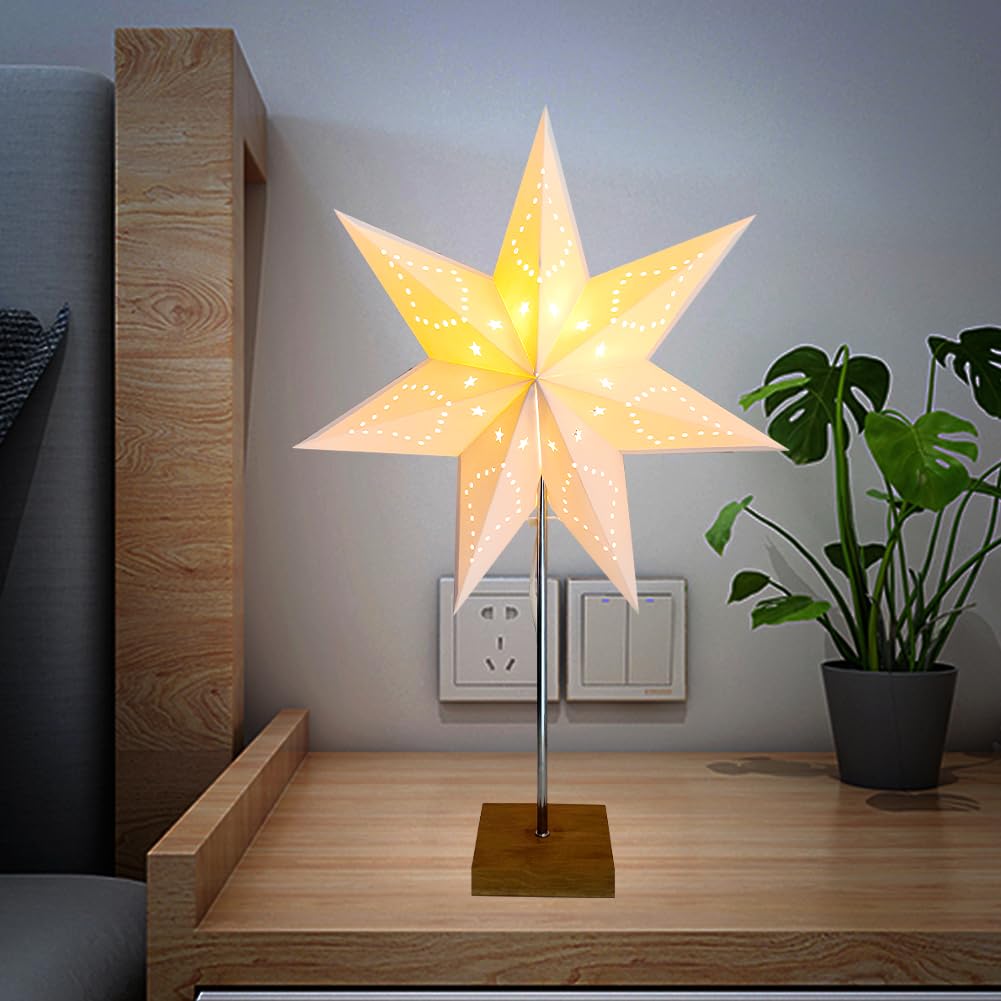 Fosinz Table Lamp Paper Chrome Nightstand Light 24.8inx16.9inx7.09in White Model 309