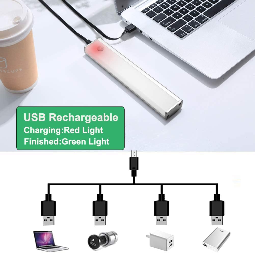 Battery Powered Operated Closet Lights Motion Sensored Activated Rechargeable Under Counter Cabinet Lighting Wireless Indoor Mag