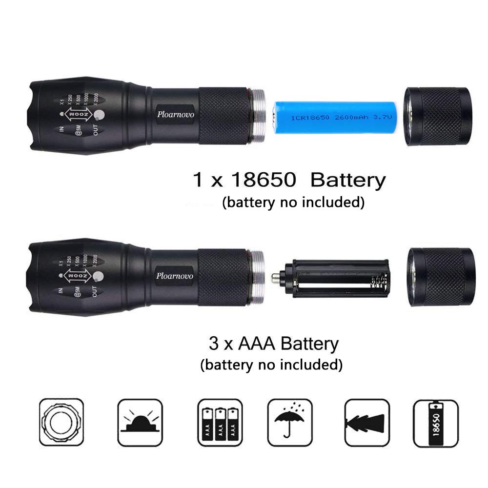 Green Hunting Flashlight Green Led Flashlight Green Handheld Light - Zoomable, Water & Shock Resistant Night Hunting Lights For Fishing Hog Pig Coyote Varmint Predator Rifle (2 Pack)