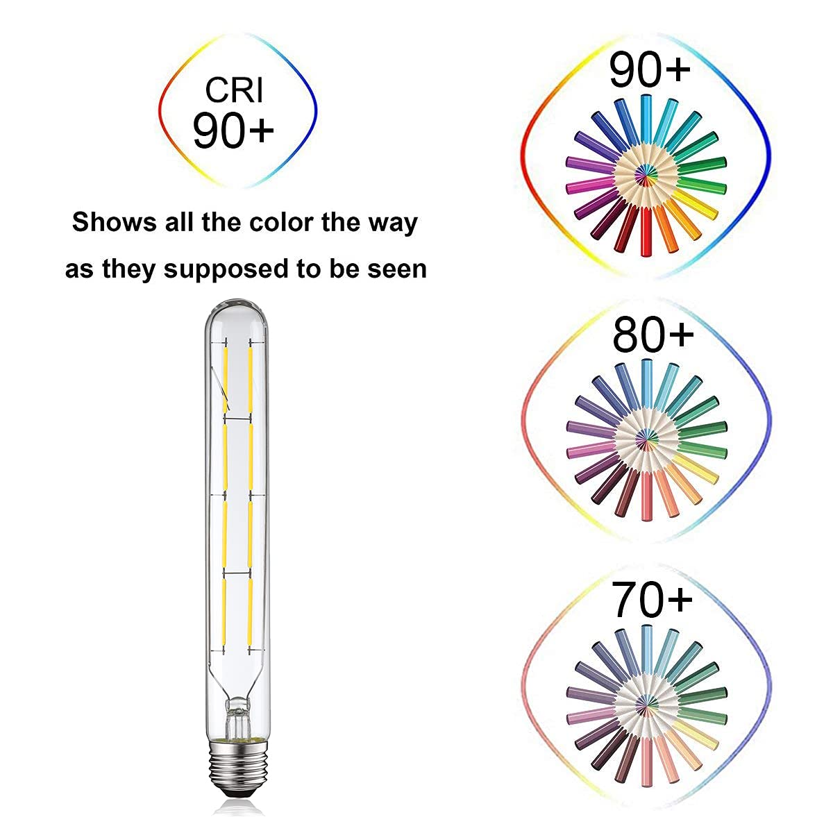 Xininsun Dimmable T10 Led Bulbs, 8.9 Inch Long Tubular Bulb,60-75 Equivalent,800Lm,E26,4000K Daylight,Clear Glass,For Cabinet Di