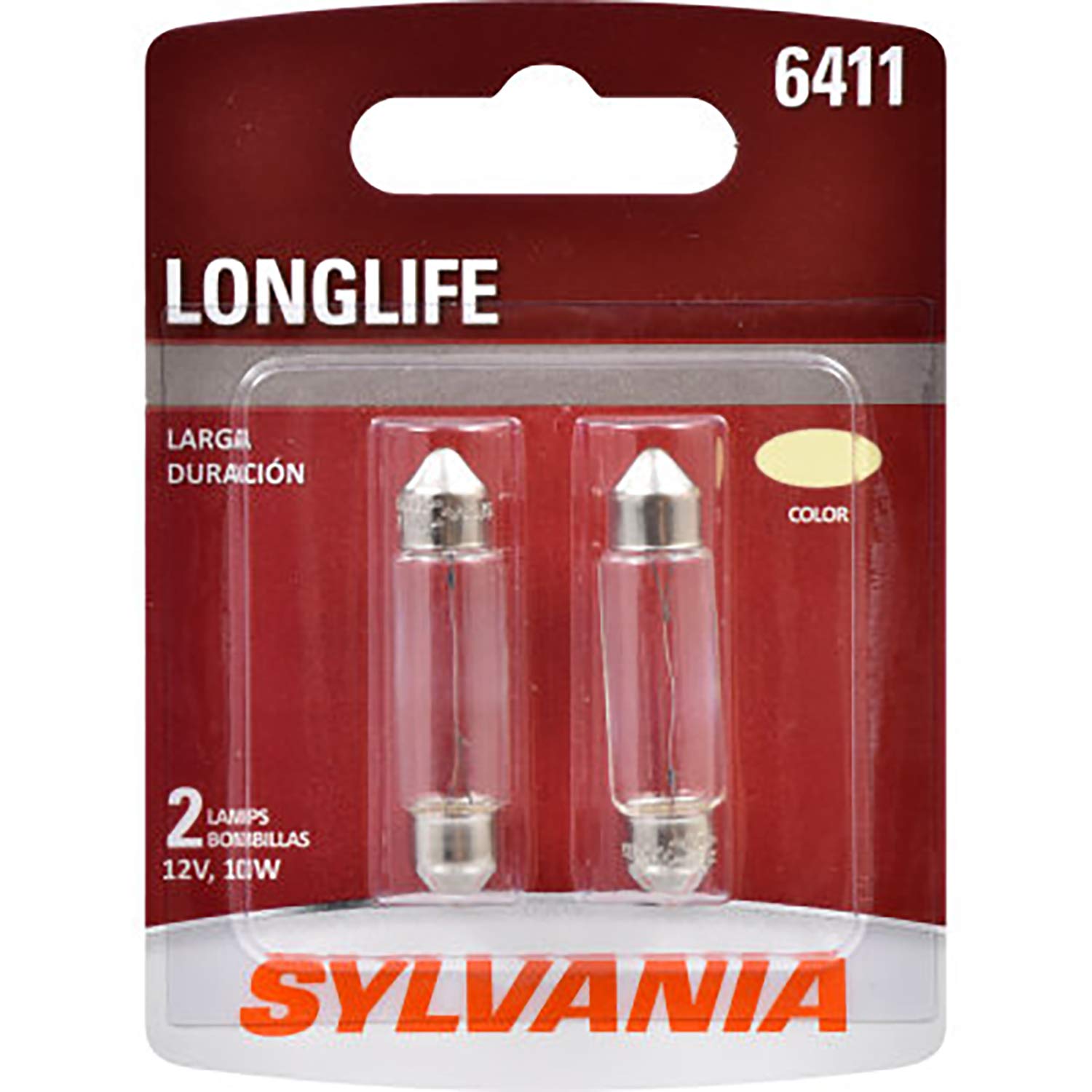 SYLVANIA 6411 Long Life Miniature Bulb - Ideal for Interior Lighting, 2 Pack