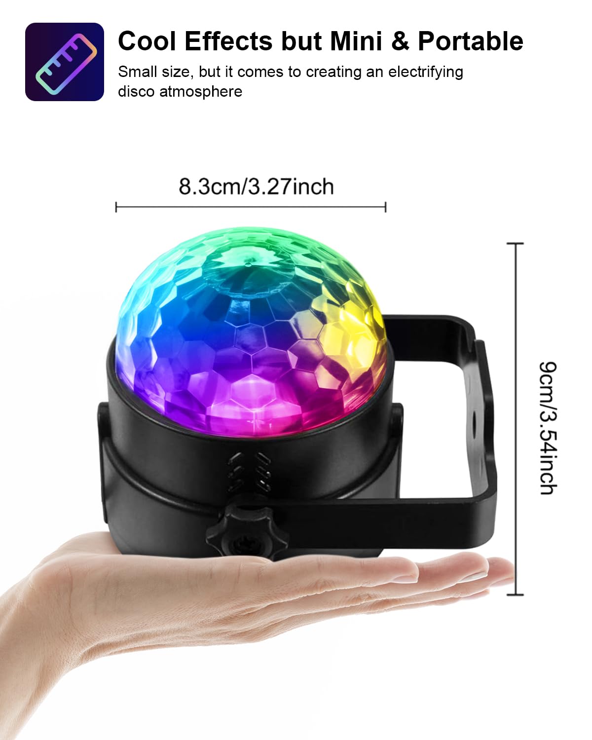 Luditek Disco Ball Strobe Party Light, Sound Activated with Remote, Model GT019, Black, for Home Dance Parties and Events