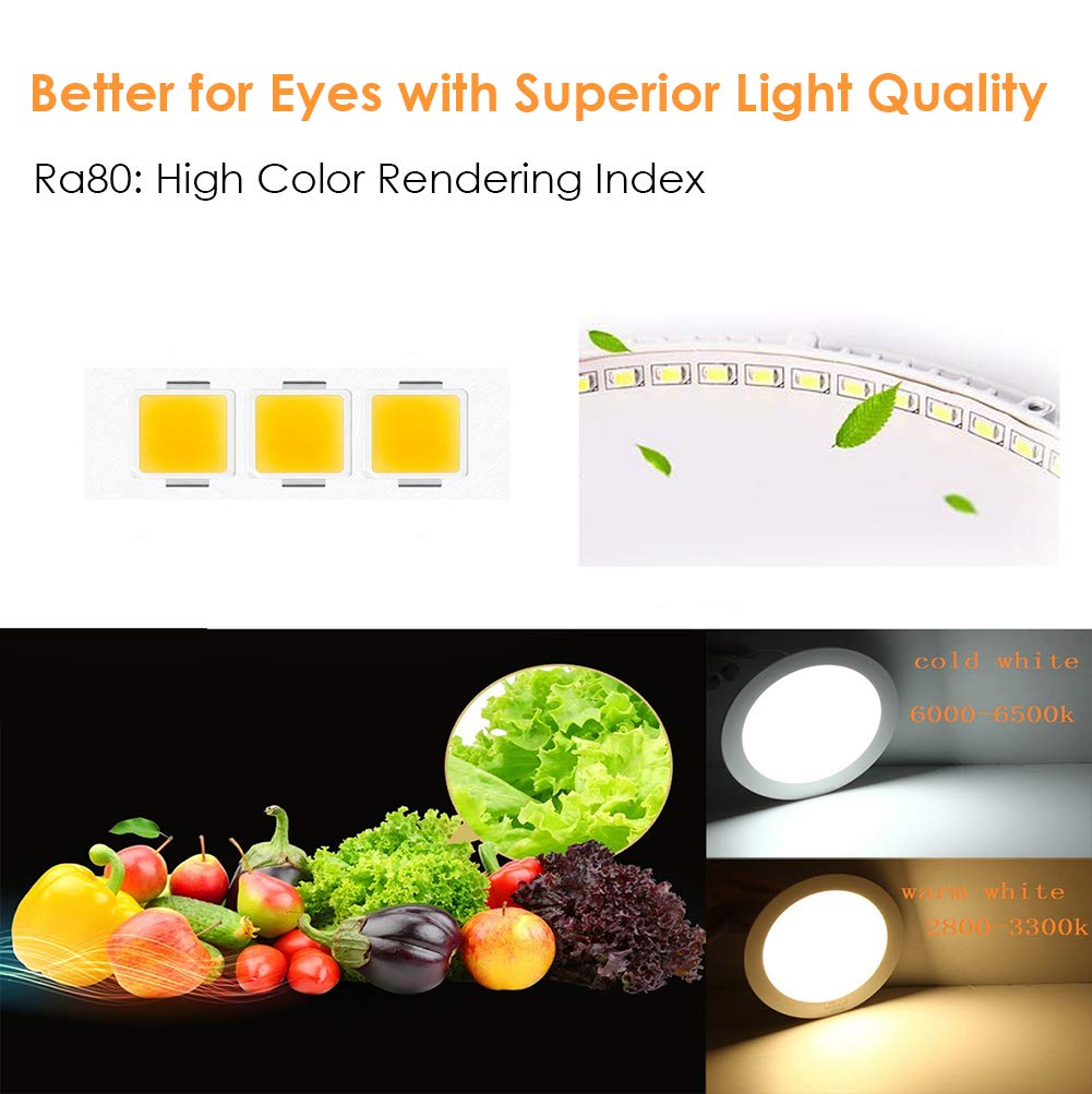 Sayhon 8 Inch Ultra-Thin Square Recessed Lighting With Junction Box,18W 6000K White,Low Profile Ceiling Light Kit Downlight For Office/Commercial Lighting/Kitchen/Hallway