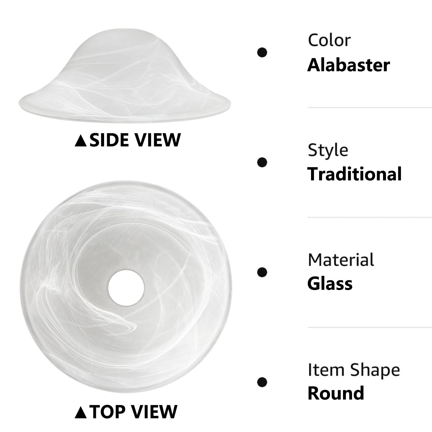 LHLYCLX Antique 12'' White Alabaster Glass Lamp Shade Replacement for Floor Lamps - Torchiere Style