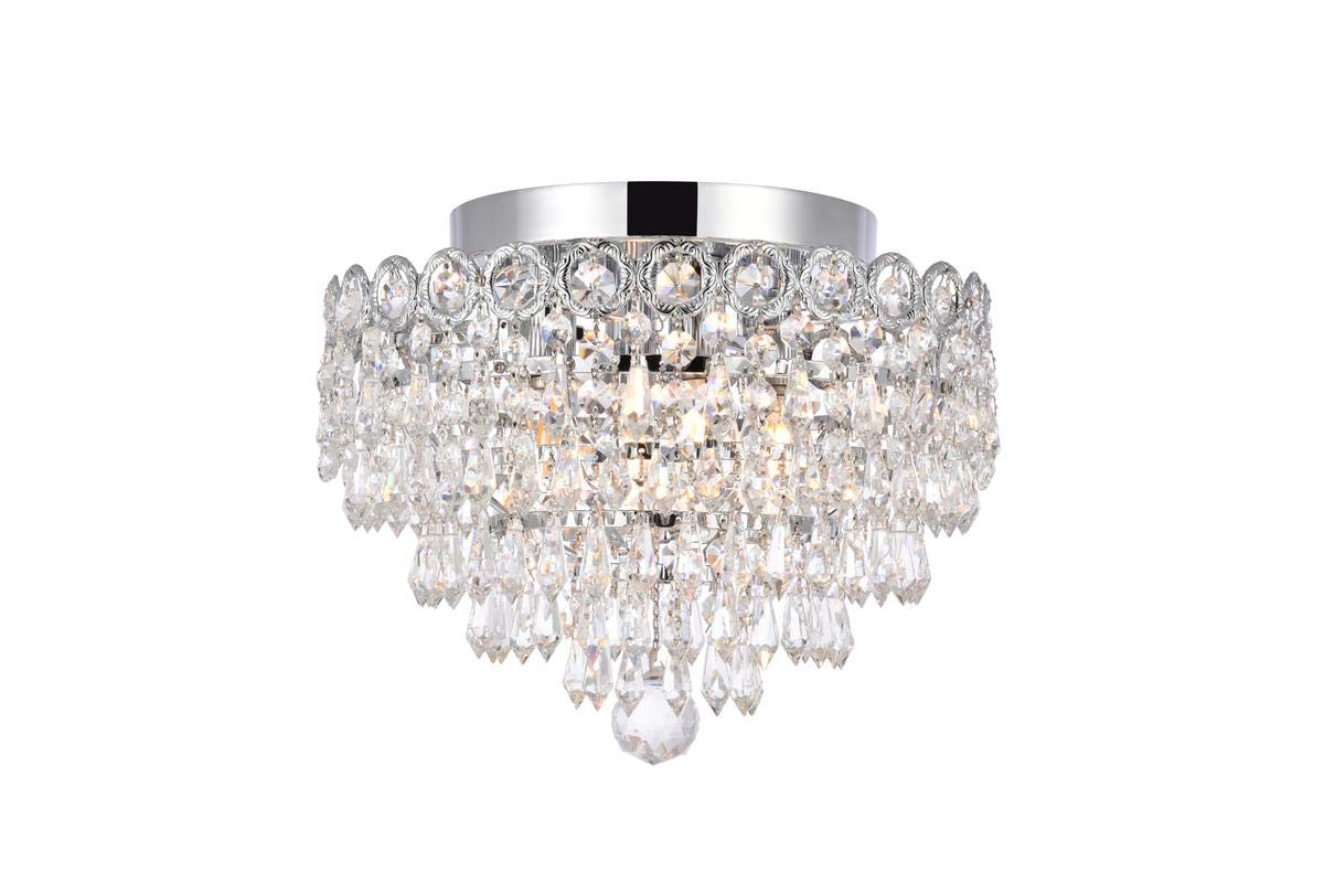 Elegant Lighting 1902F12C/RC Royal Cut Clear Crystal Century 4-Light, Single-Tier Flush Mount Crystal Chandelier, Finished in Chrome with Clear Crystals
