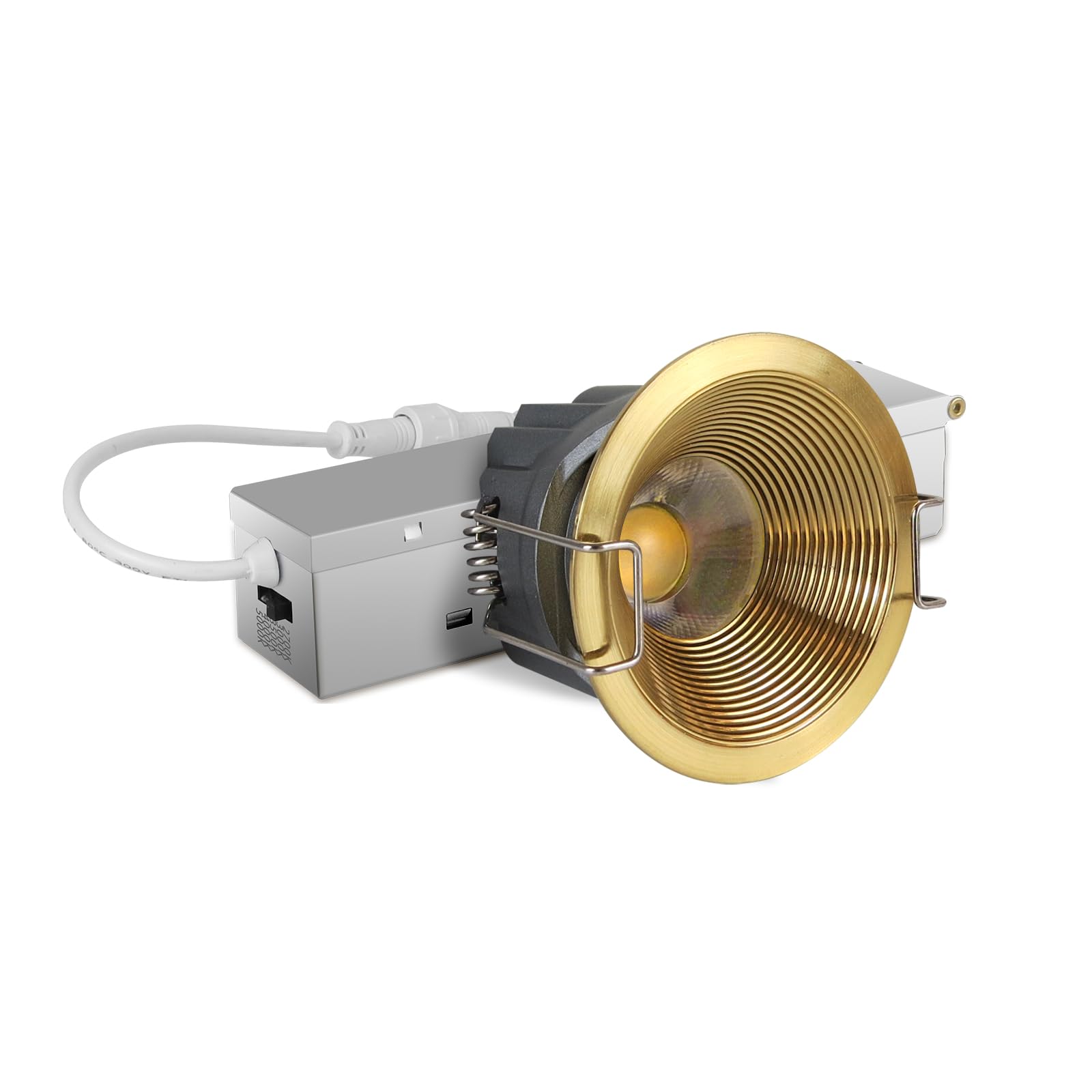 Adetu 2 Inch 5Cct Gold Led Recessed Ceiling Light With Junction Box, 2700K/3000K/4000K/50000K Selectable, Cri90, 8W Cob, 780Lm, 