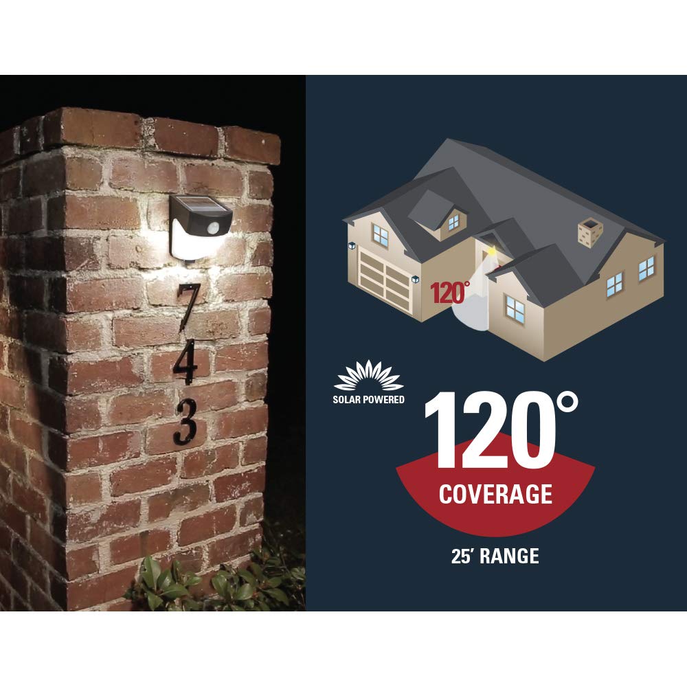 Halo Solar Outdoor Led Light – Motion Sensor – Flood & Security Wedge Light – 120 Degree Coverage - Bronze