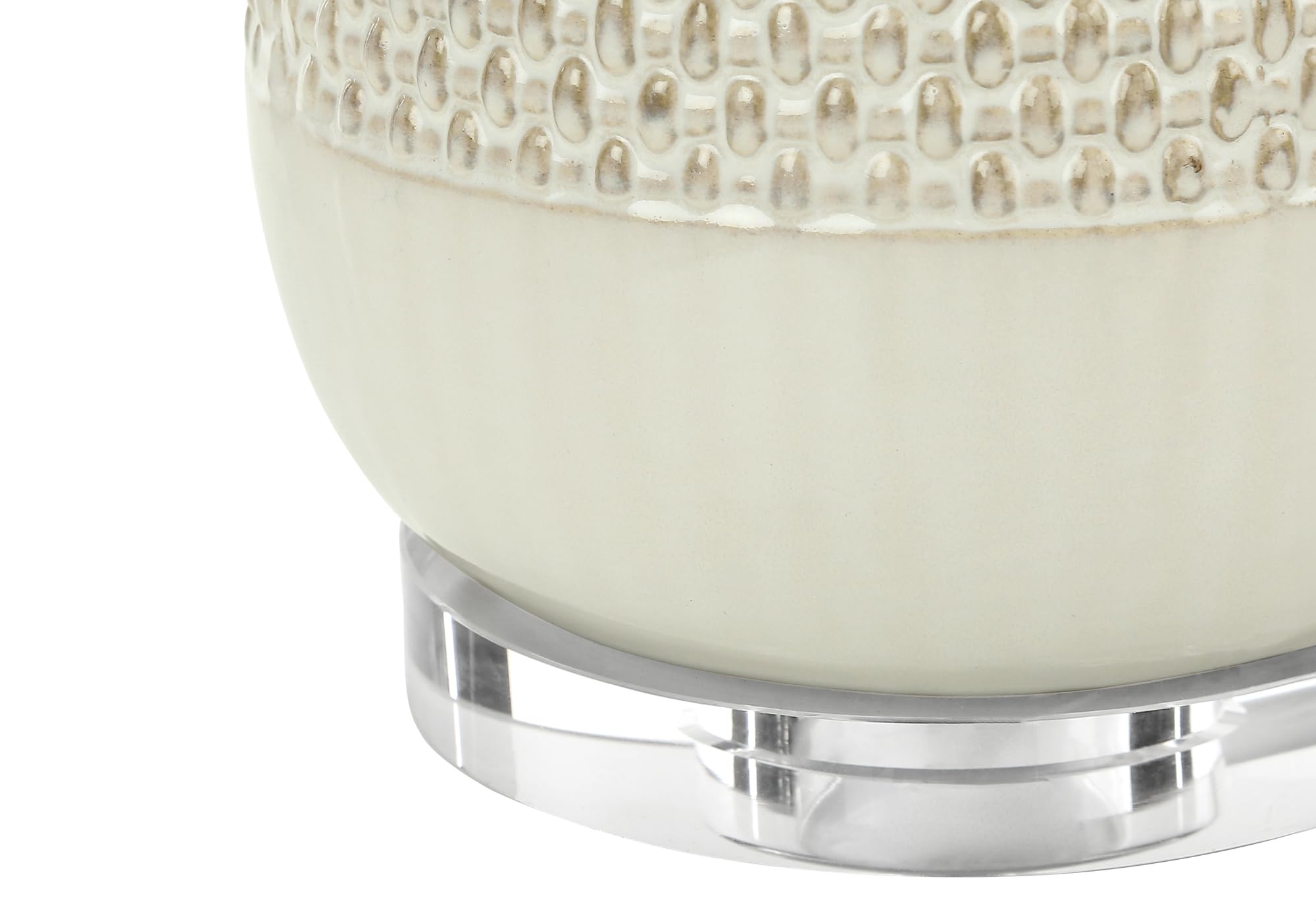 Monarch Specialties I 9605 Table Lamp, Cream Ceramic, Beige Shade, 17inL x 17inW x 31inH