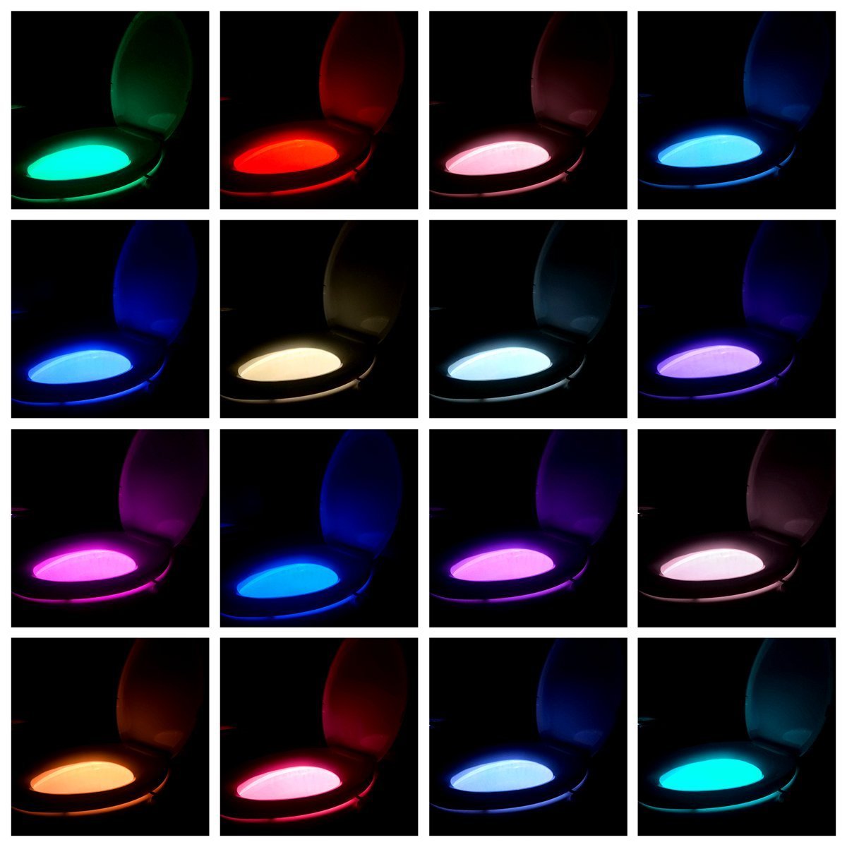 3 Pack Toilet Night Lights For Kids & Adults - Motion Sensor, 16 Color Changing Led Toilet Bowl Nightlight - Funny Birthday Gift