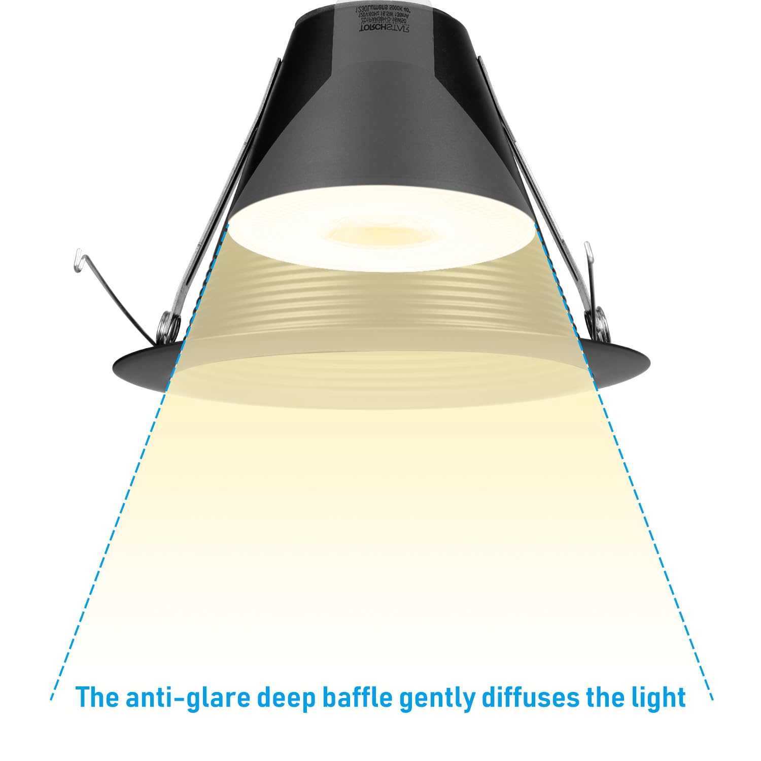 Torchstar 12-Pack 6 Inch Recessed Can Light Trim, Air Tight Baffle Trim, Ic-Rated Anti-Glare 6 Inch Can Light Trim, Self-Flanged