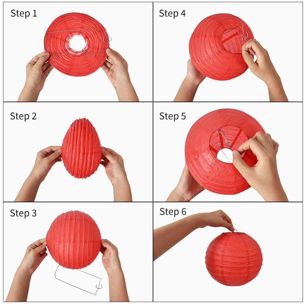Beishida 12Pcs Red Green White Paper Lanterns Decorative Hanging Round Paper Lanterns Lamp For Christmas Birthday  Wedding Bridal Home Decor Outdoor Decoration Party Decoration