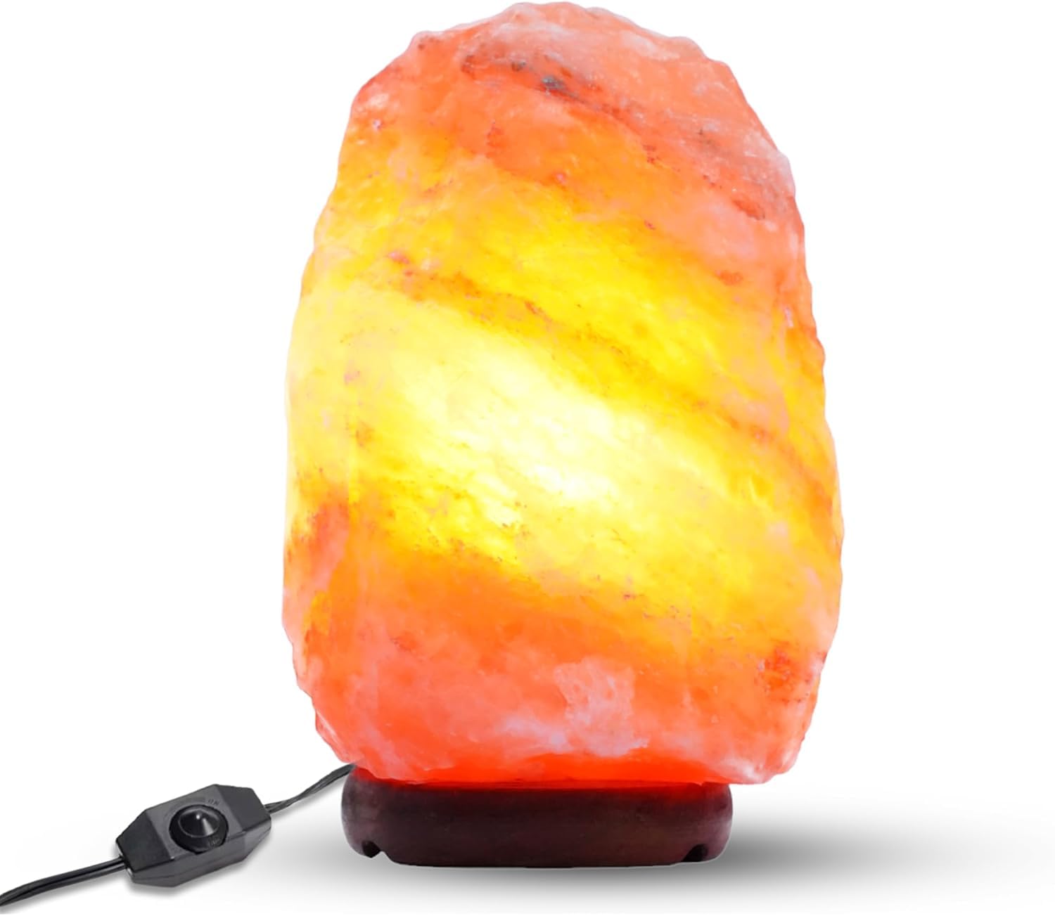 ZKTRADING Himalayan Salt Lamp 5 Inch, 3-4 lbs with Wooden Base - Hand Carved Pink Light - Dimmable Cord & Bulb, Ideal Gift Night