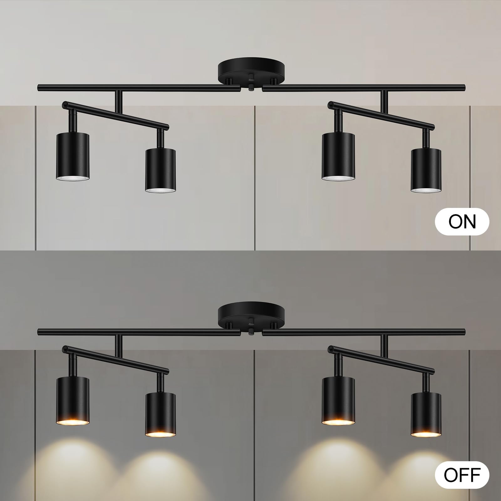 Track Lighting Kit, Led Track Lighting Fixtures Ceiling, 30'' Black Ceiling Spotlights, 4 Light Kitchen Ceiling Lights, Spot Lig