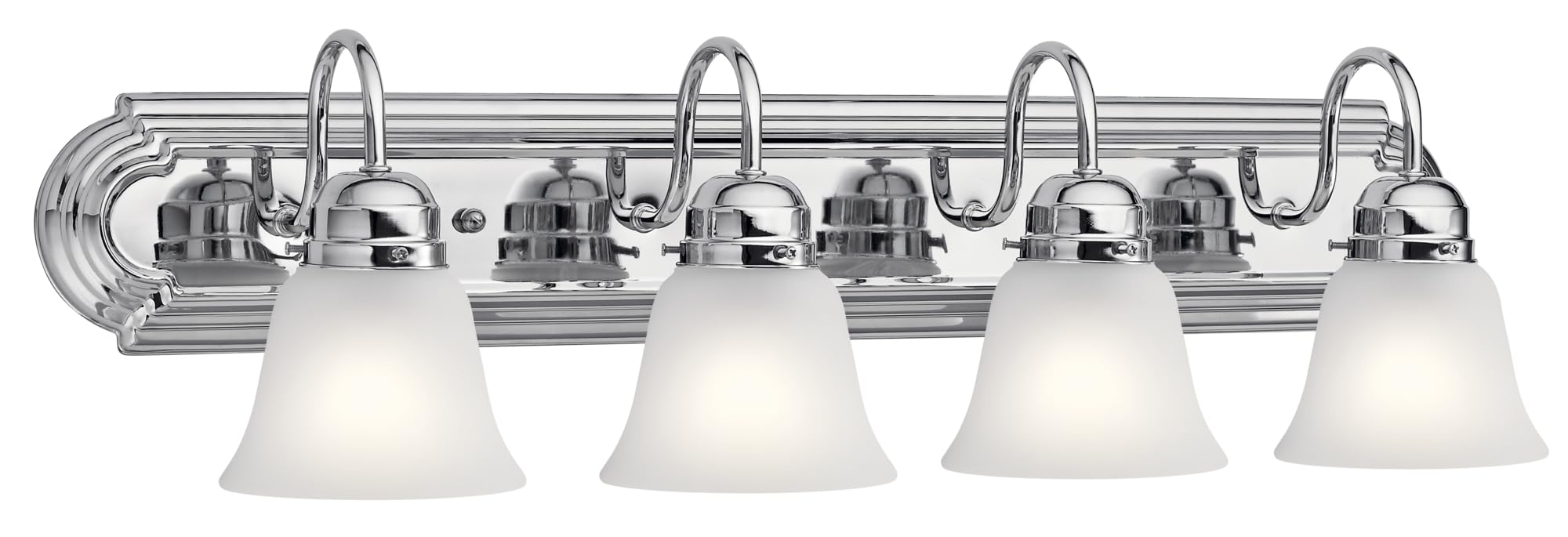 Kichler 30'' 4-Light Vanity Bath Light In Chrome, Modern Bathroom Light With Clear Satin Etched Glass, (''30'' W X 8'' H), 5338C