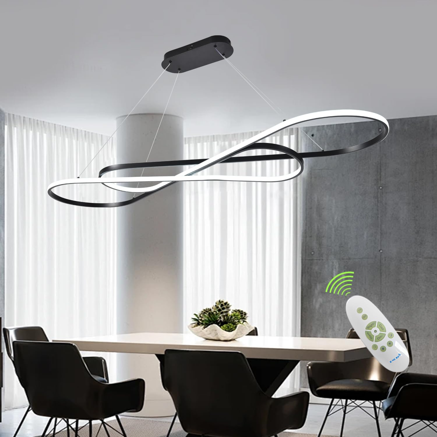Likflyer Large Modern LED Pendant Light 59.06 LED Chandelier for Dining Room Light Fixture Modern Height Adjustable Kitchen Isla