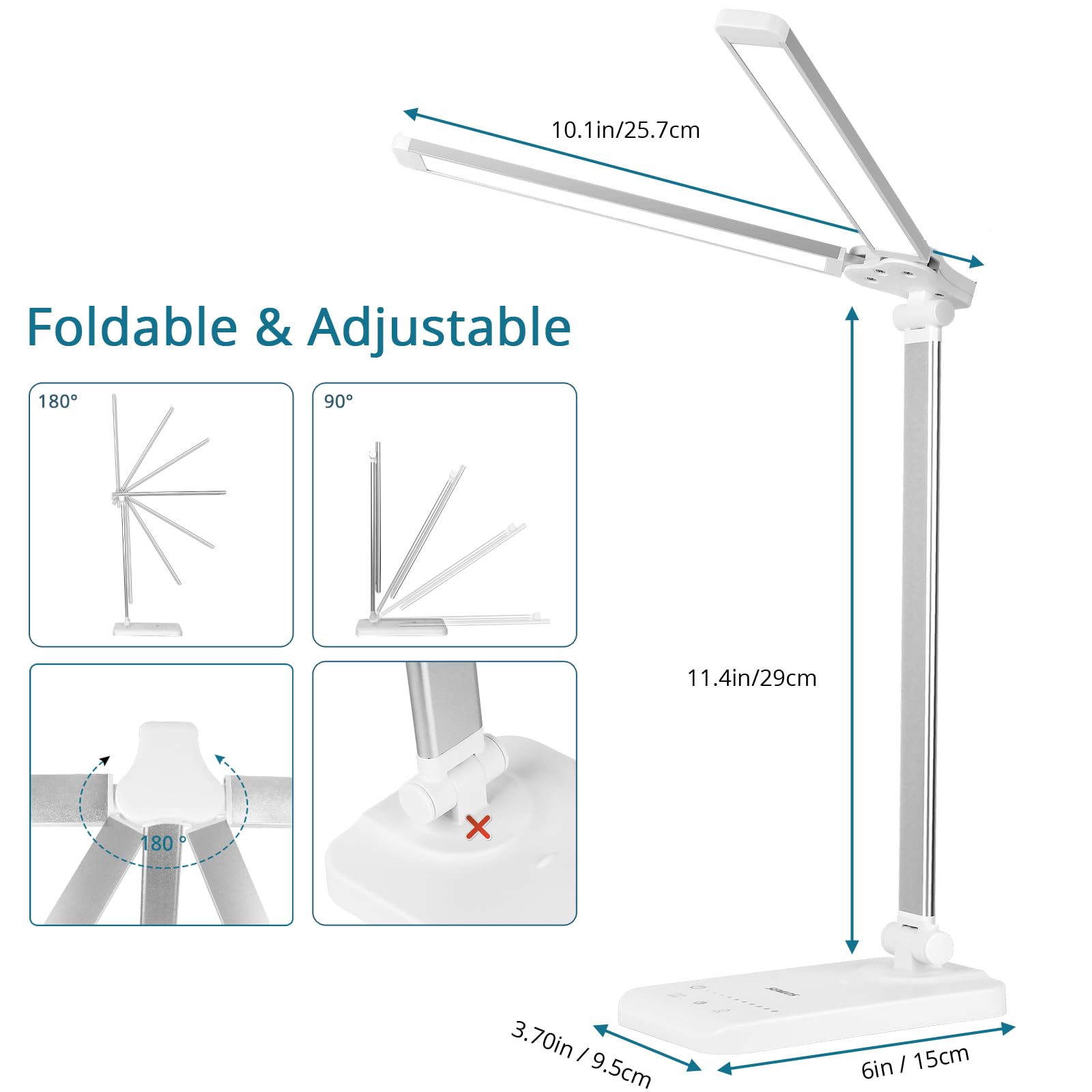 Semlos Dual Head Led Desk Lamp, Eye-Caring Table Lamps, 5 Lighting Modes & 5 Brightness Levels, Touch Control, Dimmable Desk Lig