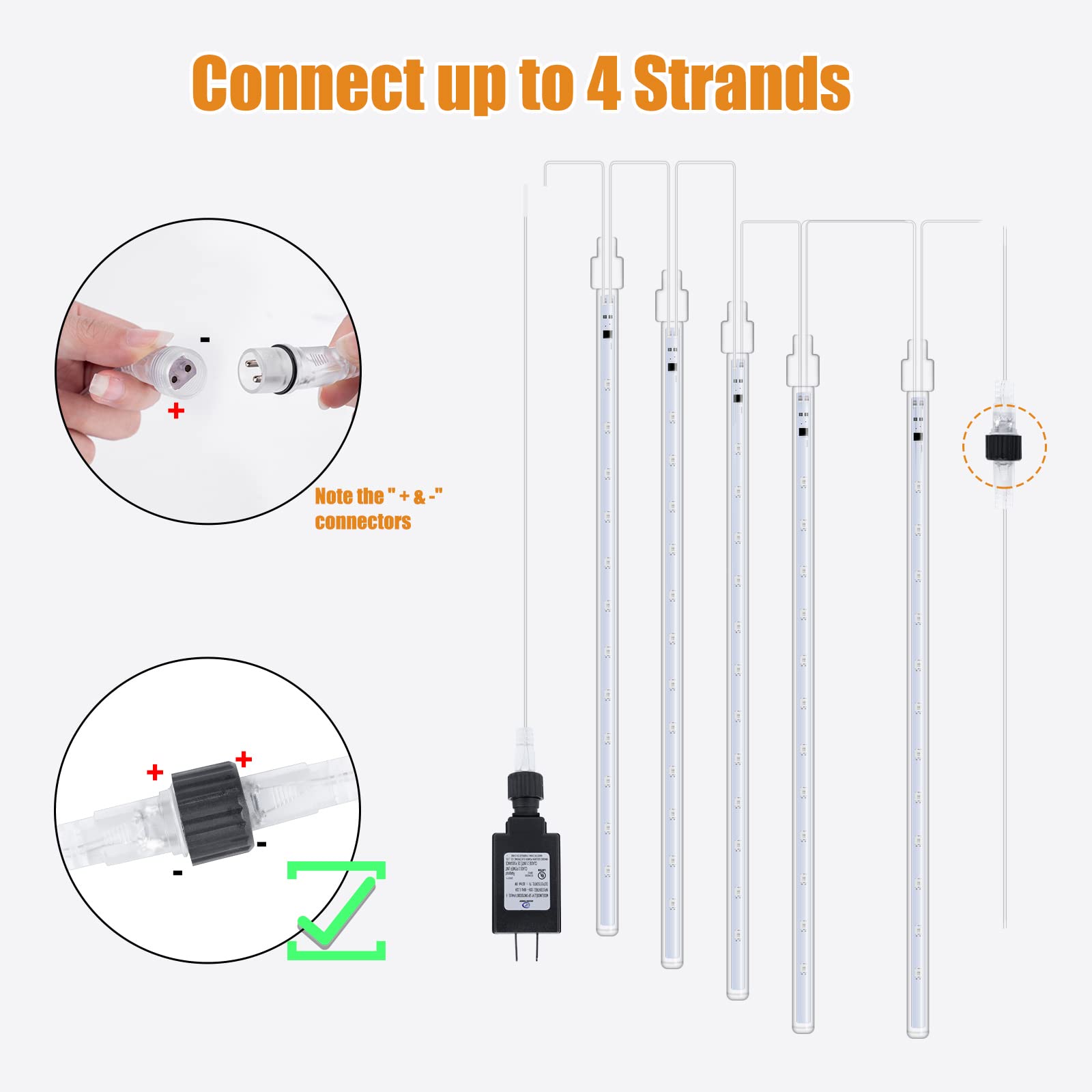 Minetom Meteor Shower Icicle Christmas Lights Outdoor, 16 Inches 10 Tubes 360 Led Dropping Lights Connectable, Hanging Falling R