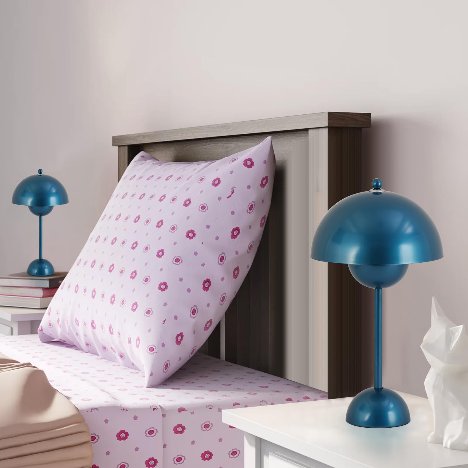 COSYLUX Modern Table Lamp - Cute Dome Shade, Pearl Blue, Metal, Ideal for Bedroom, Living Room, Office, Desk, or Nightstand