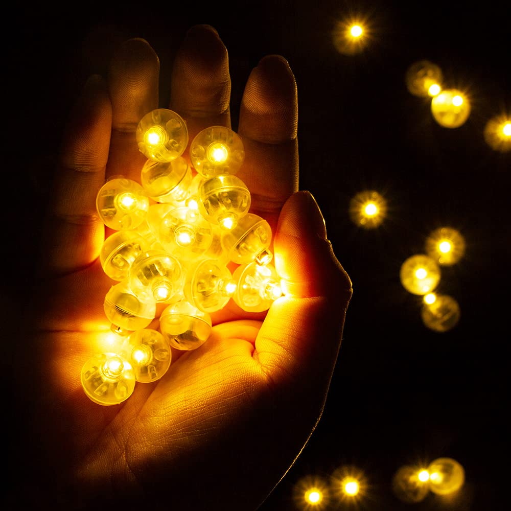 100 Pcs Yellow Led Balloon Light, Tiny Led Lights Round Ball Lamp For Balloons Birthday Party Event Fun Indoor Outdoor Wedding D