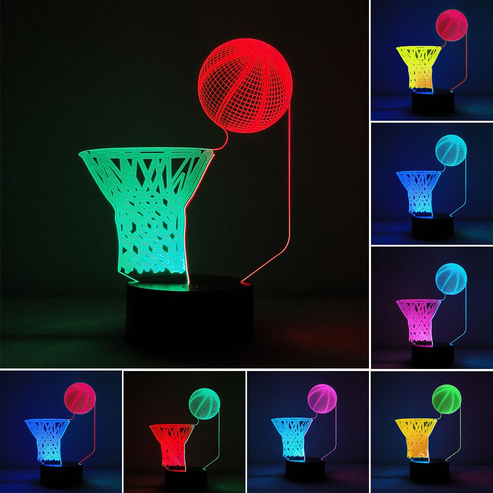 Hipiya Basketball Hoop Lamp Led 3D Illusion Usb Night Light School Present Birthday Gift For Sports Fan Player Teenager Men Boy Kid Bedroom Decoration Room Decor (Basketball)