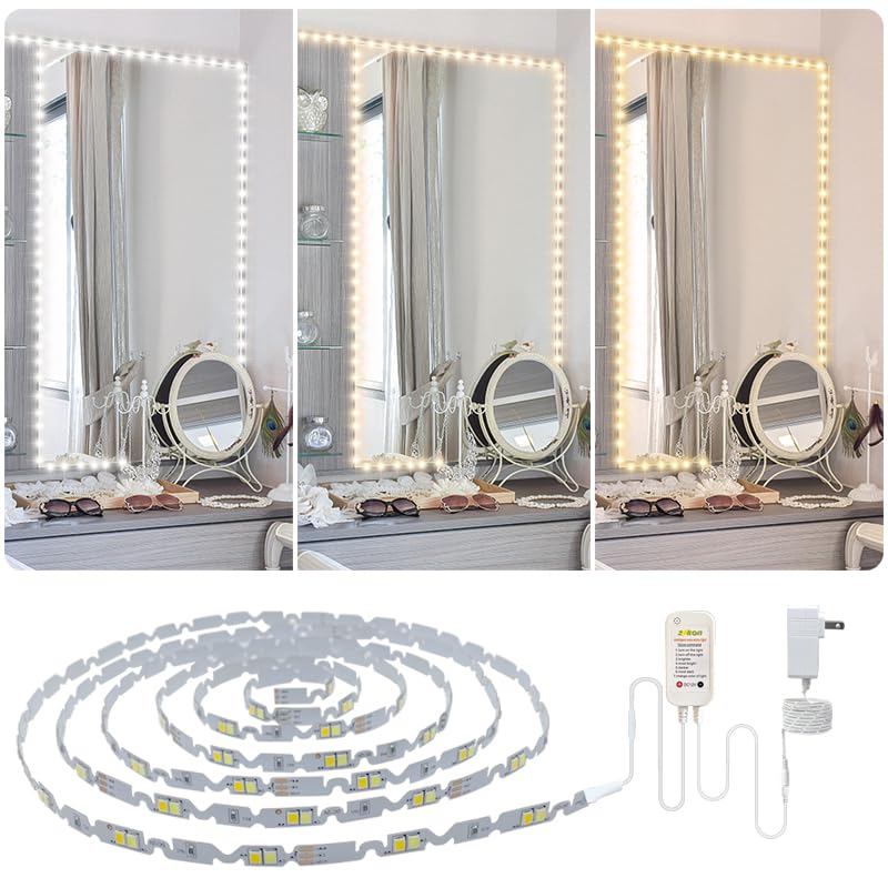 ZOKON 13ft LED Vanity Mirror Lights Kit - Bendable, Adjustable with Dimmer - White, Model LY-M-L-01