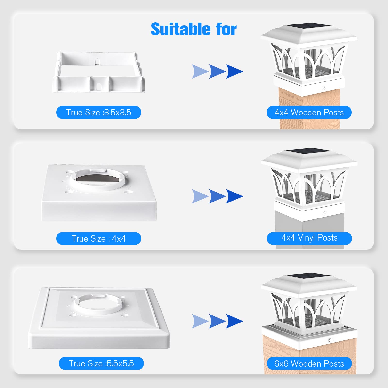 Volisun Solar Post Cap Lights Outdoor 8Pack, With Edison Led Bulbs, 2 Brightness Setting, Fence Post Lights Solar Powered For Ga