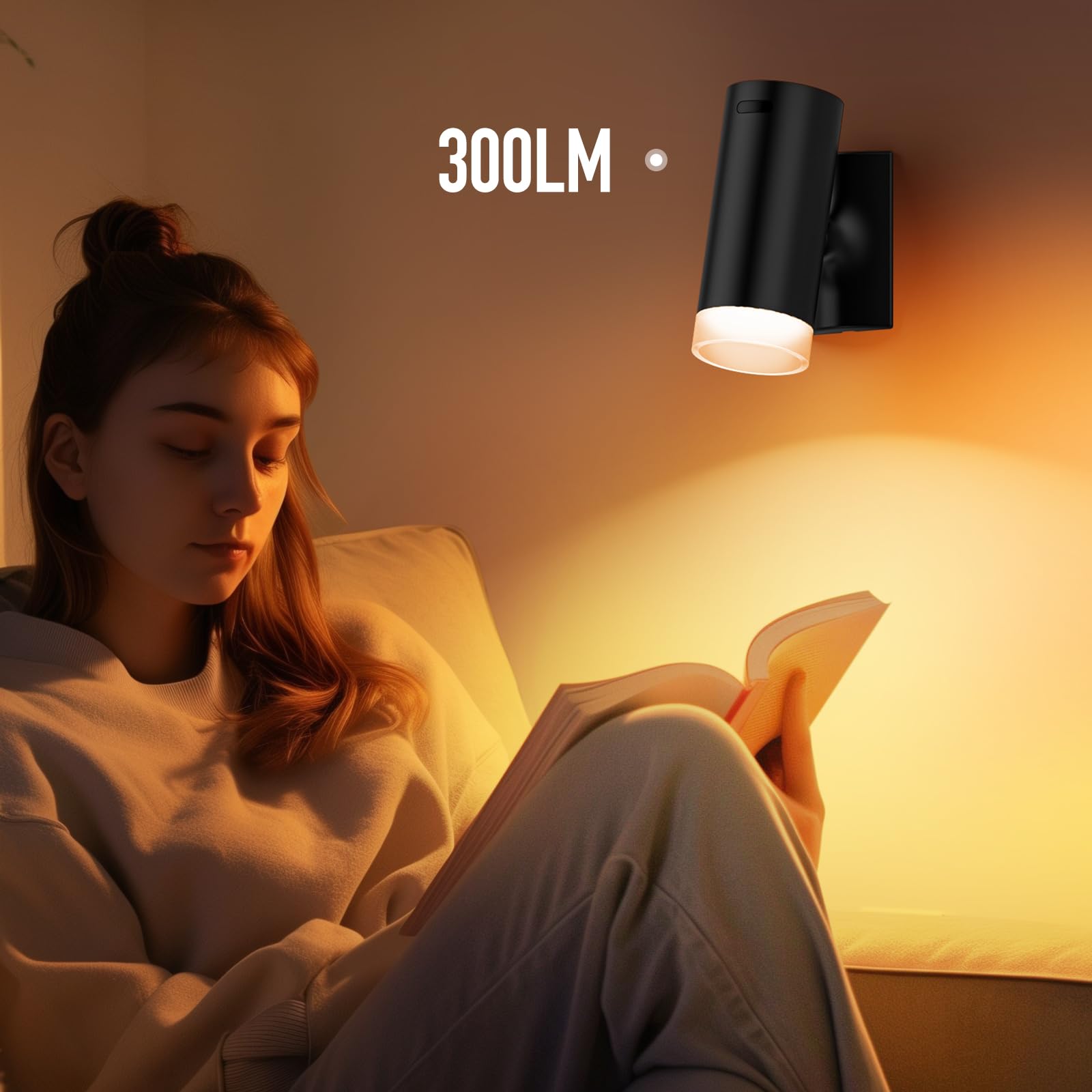 Afyuol Battery Operated Wall Sconces, 3CCT Dimmable, Wireless Set of 2, Rechargeable, Black and White, Model AF-3CCT2PC