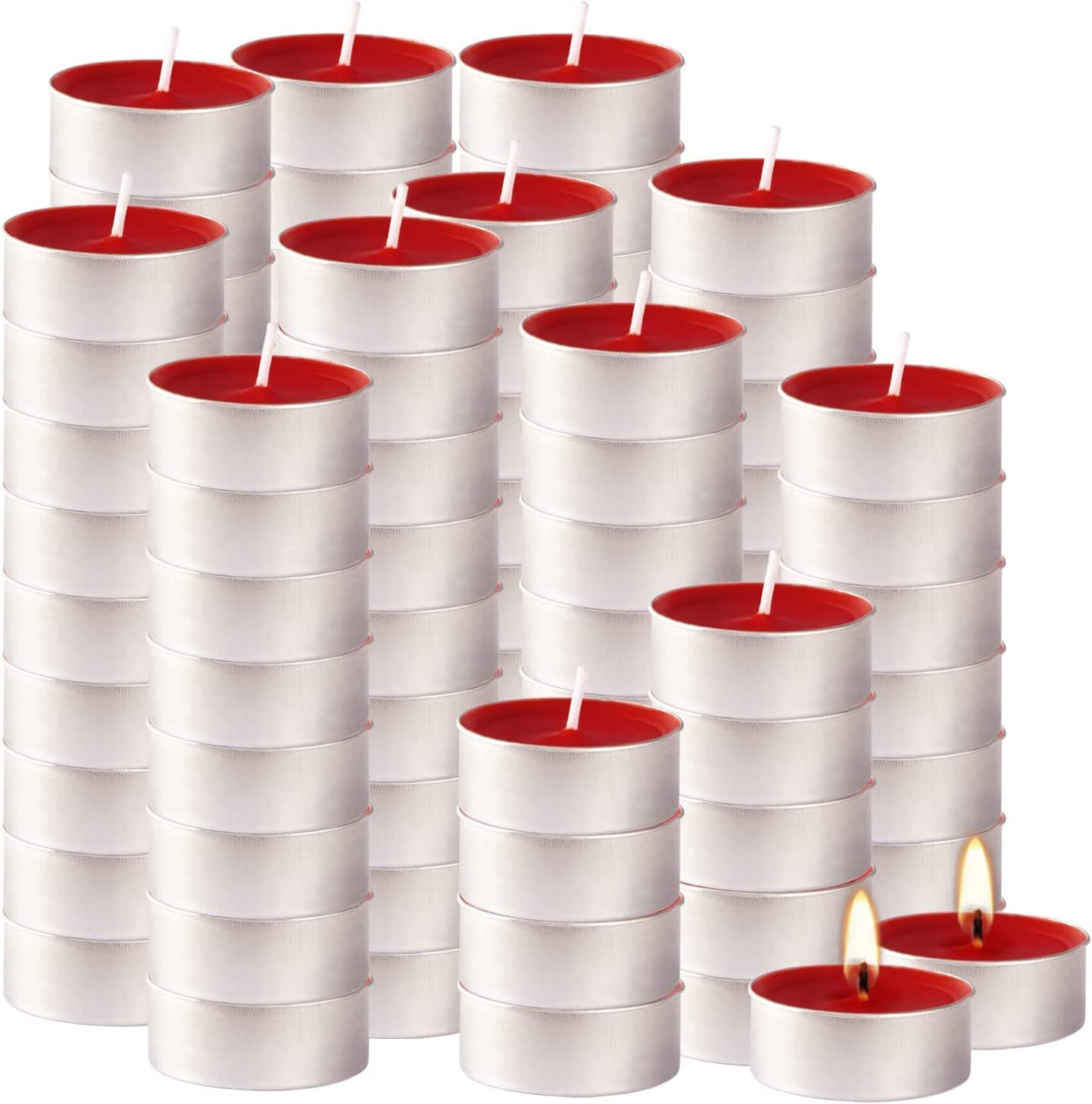 Mini Tealight Candle(Red), Dripless,Smokeless And Unscented Tea Lights Votive Candles For Table Decor, Mood, Dinner, Home, Set Of 100, Long Lasting…