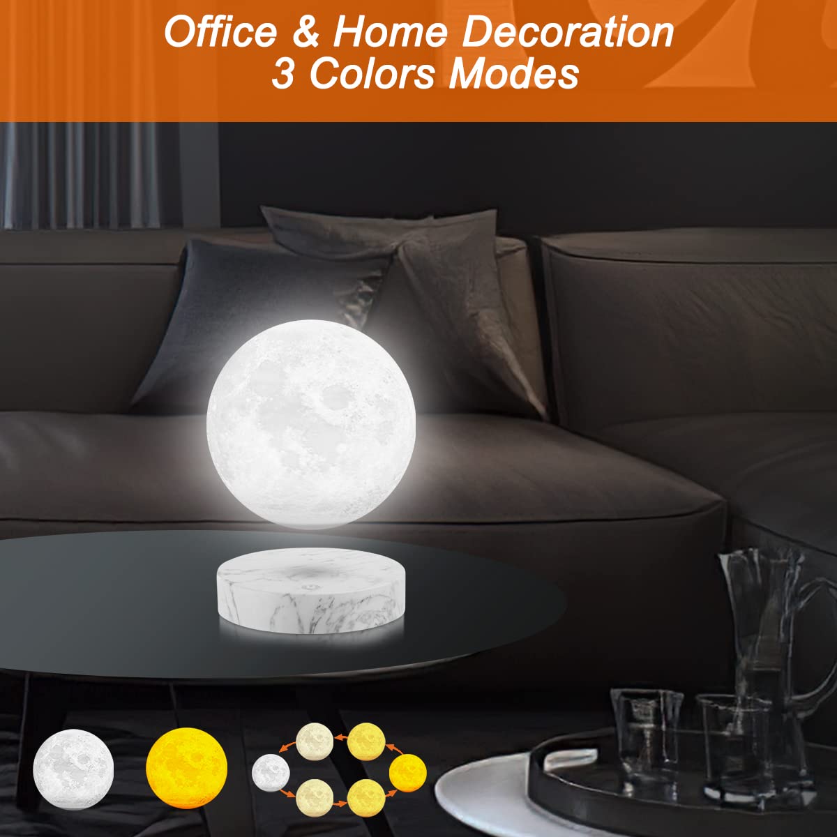 VGAzer Levitating Moon Lamp,Floating and Spinning in Air Freely with 3D ...