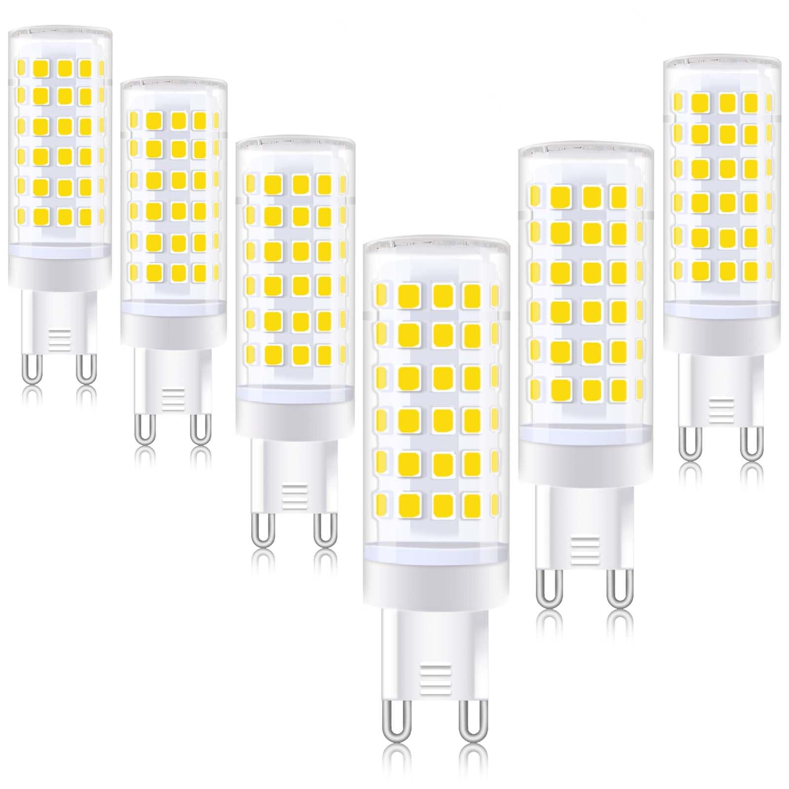 Opxeluyo G9 Led Light Bulbs Dimmable Equivalent 60W Halogen Bulb 700 Lumen Ac 120V 6W Daylight White 6000K Pack Of 6