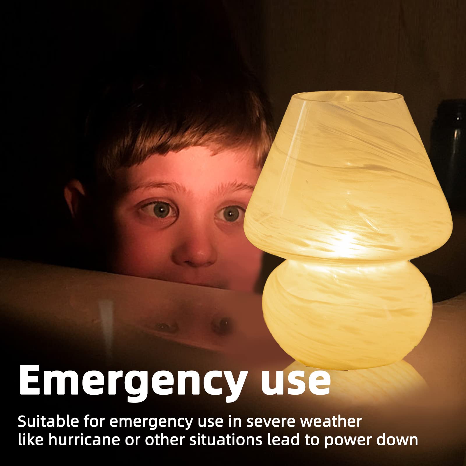 MJ PREMIER Battery Operated Table Lamp, LED Bulb, 15*19 in, Ceramic, Cloud Color