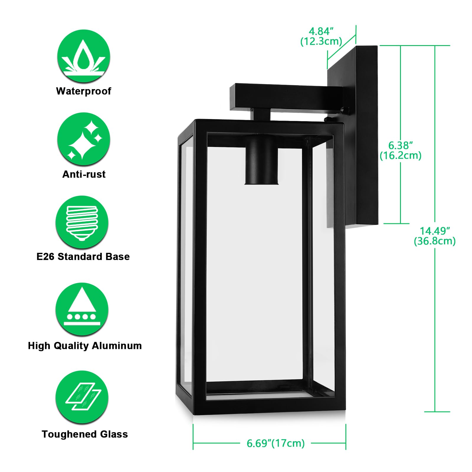 Maxvolador Outdoor Wall Lantern, Extra Large Exterior Waterproof Wall Sconce Light Fixture, Black Anti-Rust Wall Mount Lighting,
