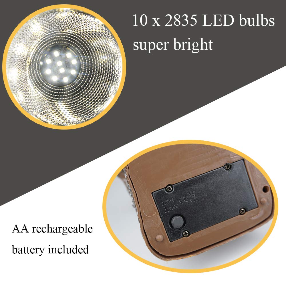 SunKite Solar Powered Rock Light, 10 LED Waterproof Garden Stone Lights, Brown, Model 758648052188, 2 Pack