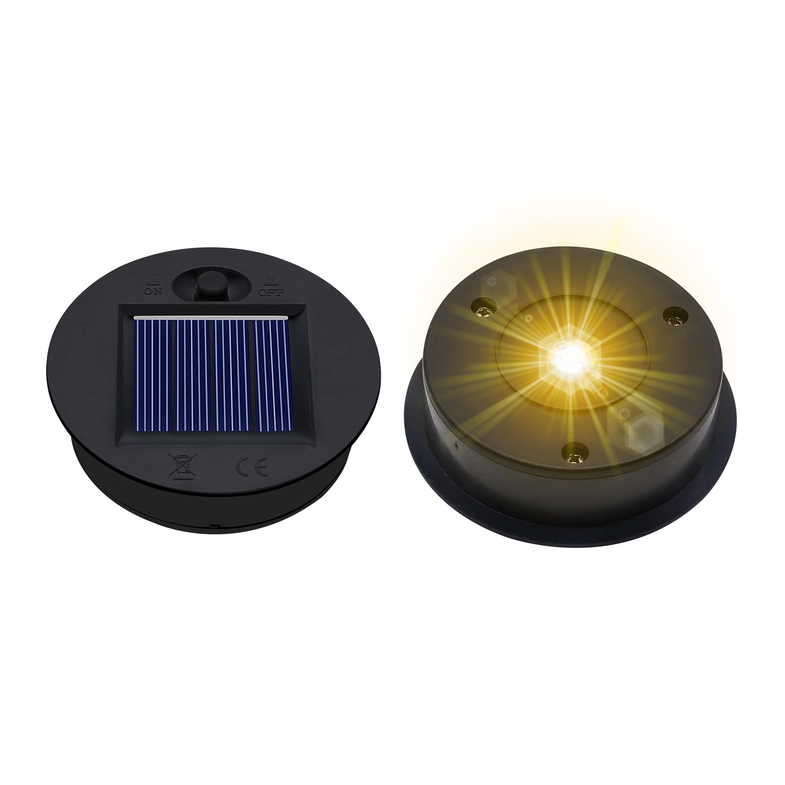 Solar Lights Replacement Top 2 Pack - 2.76 Inches Outdoor Replacement Solar Light Parts, LED Solar Lantern Light Lids, Waterproo