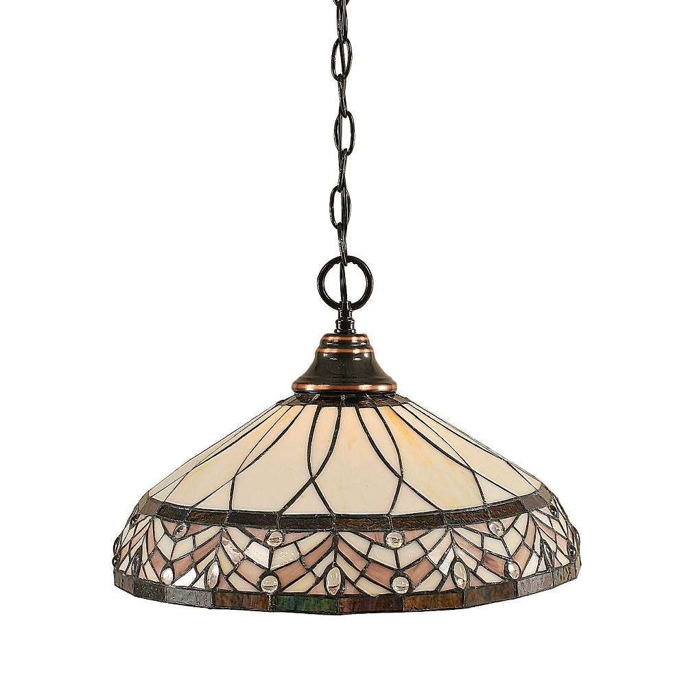 Toltec Lighting 10-Bc-948 Chain Hung Pendant With 16&quot; Royal Merlot Tiffany Glass, Black Copper Finish