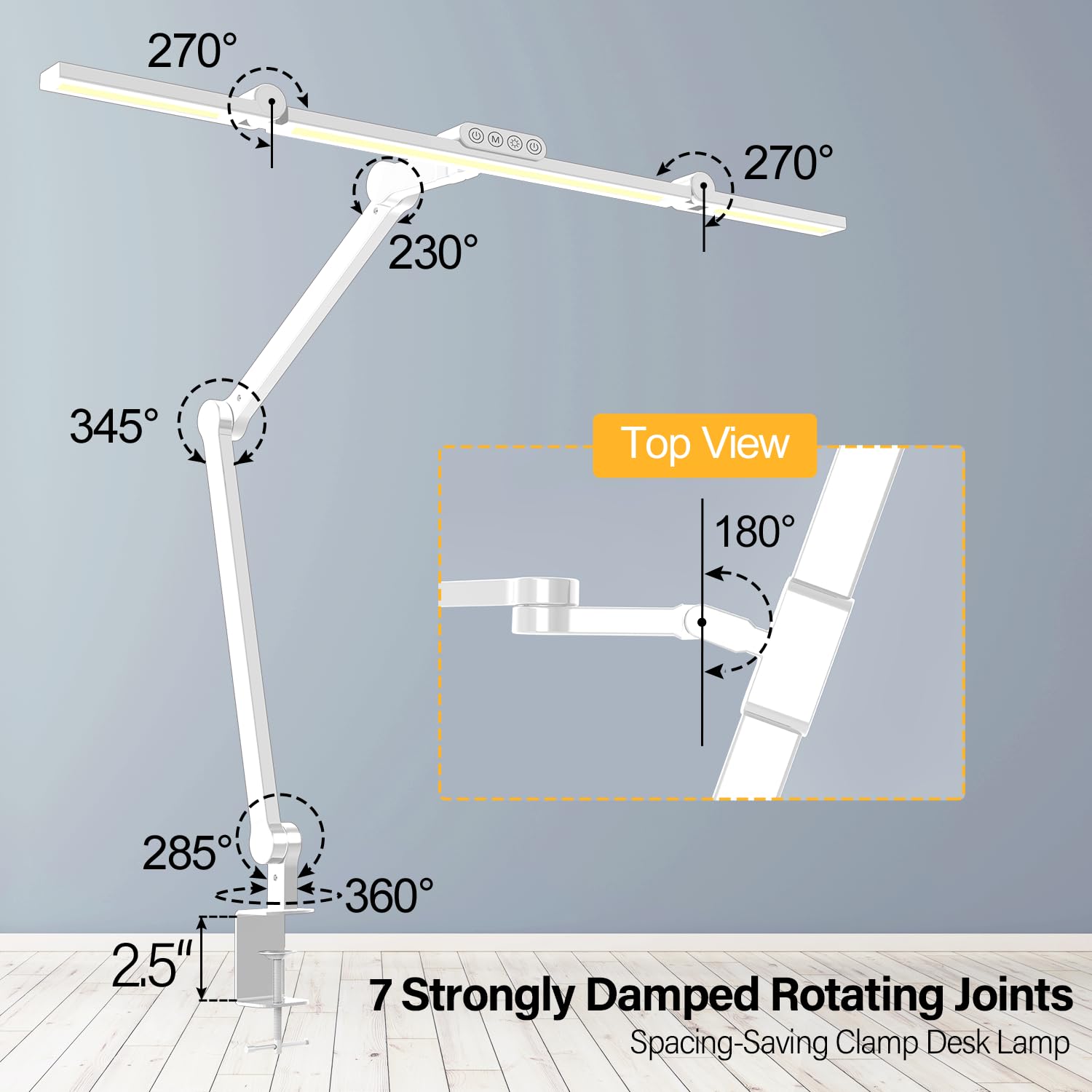 Micomlan Architect Desk Lamp With Clamp, Led Desk Lamp For Home Office With Remote Control, 24W Bright Computer Desk Light Atmosphere Lighting Adjustable Table Light For Working Crafting (Remote)