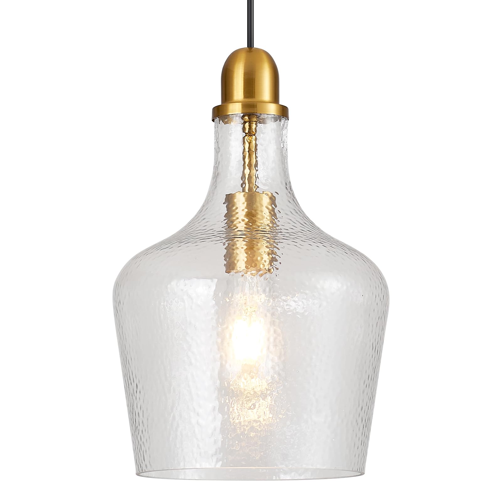 ELYCCUPA Glass Pendant Light Modern Brass 1 Light Single Dome Pendant Lighting Fixtures for Kitchen Island Dining Room Hallway, 