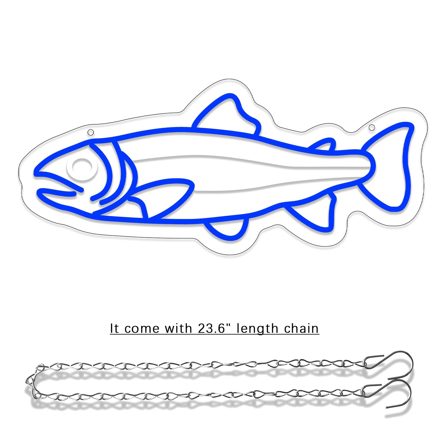 Xixkilly Neon Sign - Blue Salmon Fish Wall Art - Dimmable LED, 16.5"x7", Acrylic Decor for Bedroom, Bar, Office, Kitchen