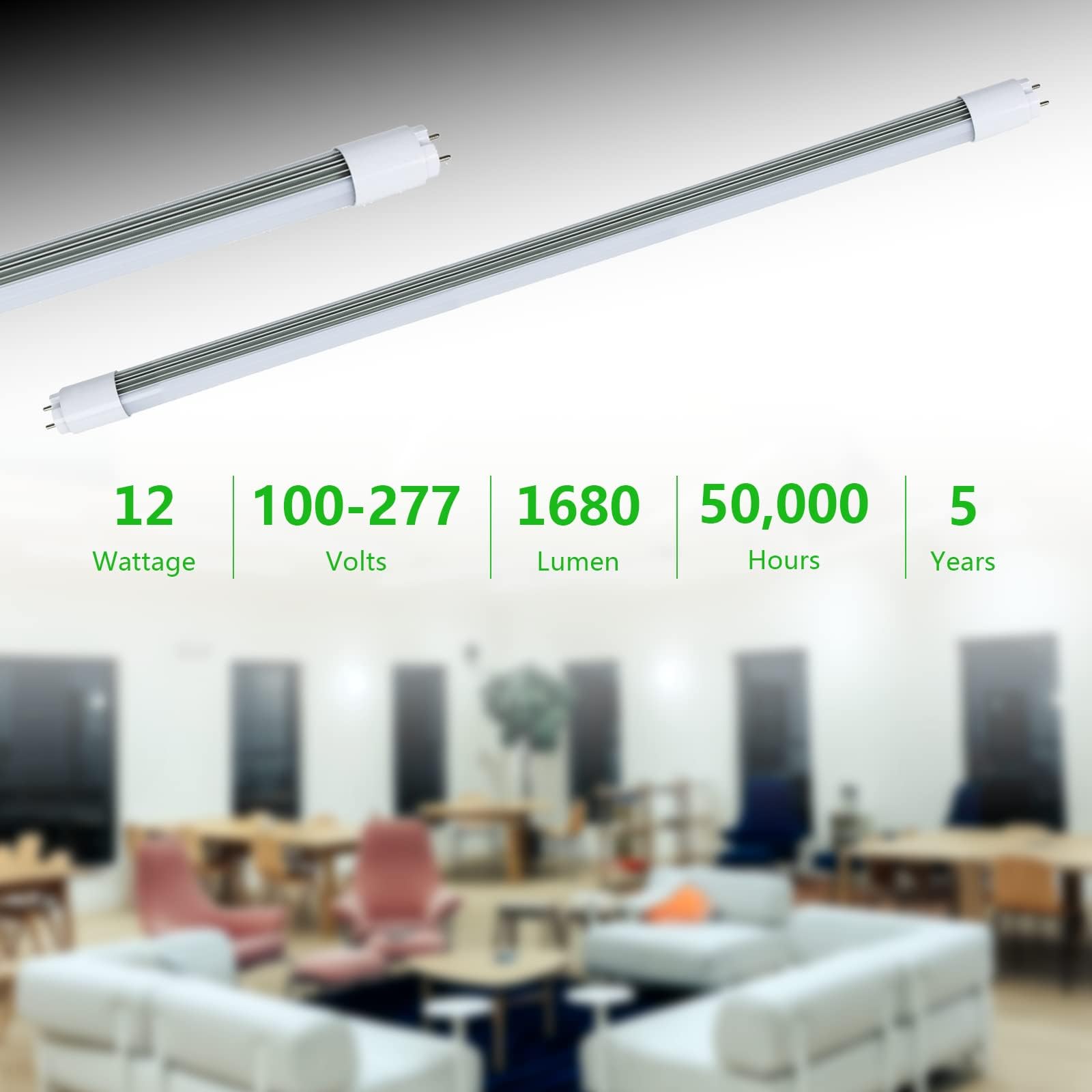 Xapolu 2Ft T8 T10 T12 Led Tube Lights 12W 4000K, 24 Inch 1680Lm Light Bulbs, F17T8/F24T8 Fluorescent Light Bulbs Replacement, Ba