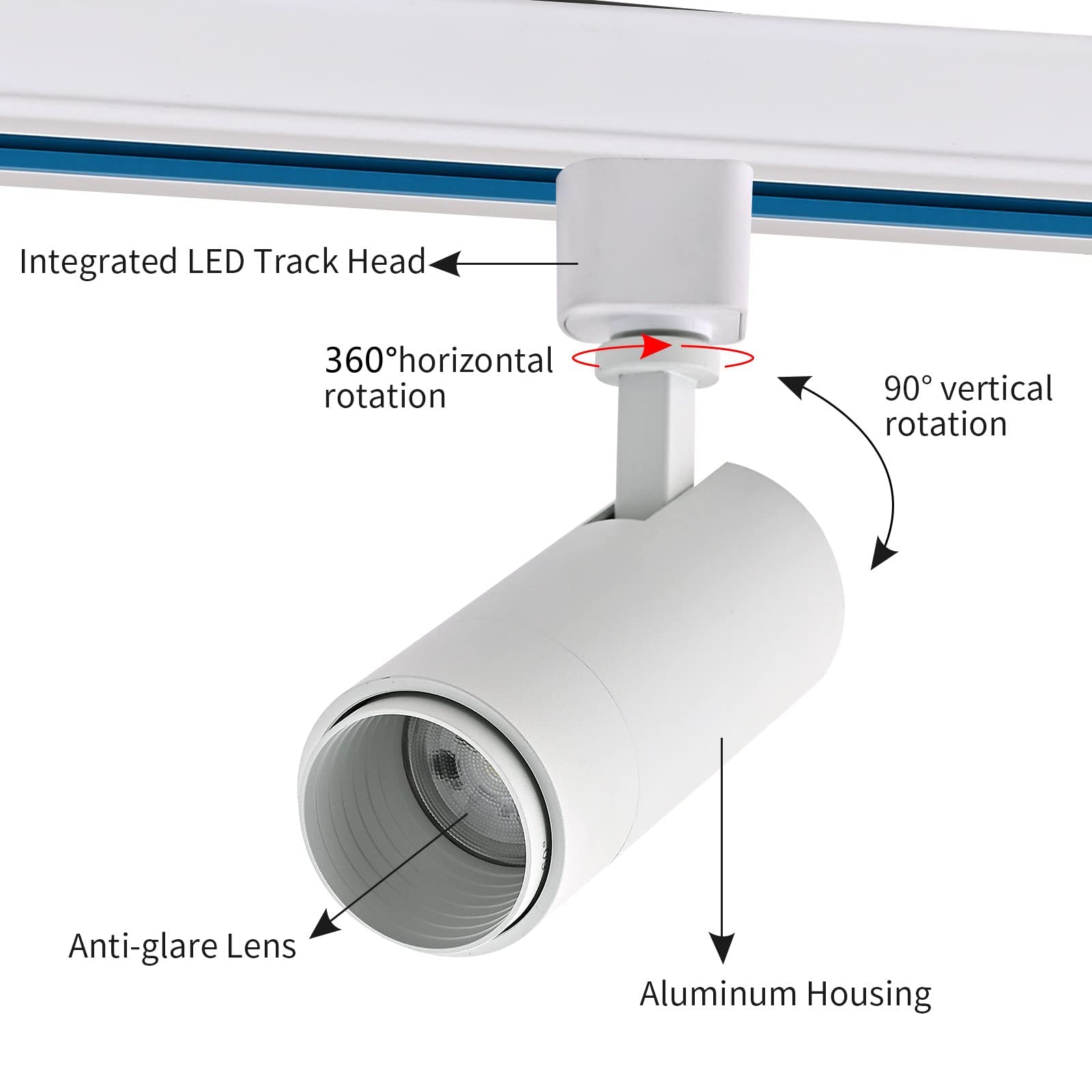 Ajbvp 5Cct Led Track Lighting Heads 12W Dimmable,Zoomable Beam15°/24°/36°/45°/60°,2700K/3000K/3500K/4000K/5000K,Single Circuit H Track Lighting Heads Ceiling Fixtures Art Lighting,White-4Pack