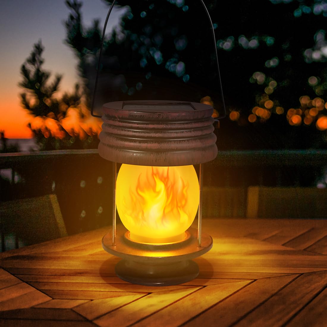 Pearlstar Solar Lanterns with Flickering Flames - Hanging & Wall Mount Solar Lights for Outdoor, Garden, Patio & Yard Decor, Wat