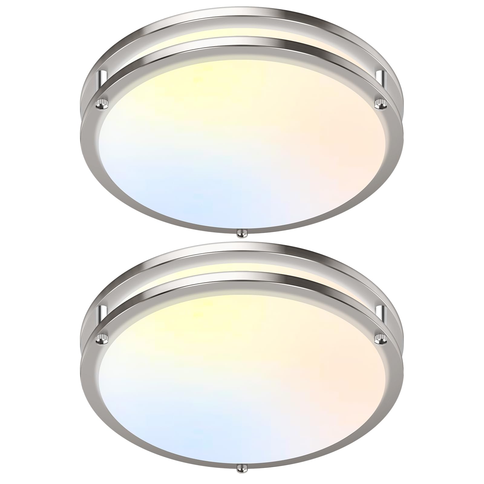 2-Pack 13 inch Dimmable LED Ceiling Light Fixture, 36W Super Bright 3600 Lumens Brushed Nickel Flush Mount Light Fixture, 2700K-