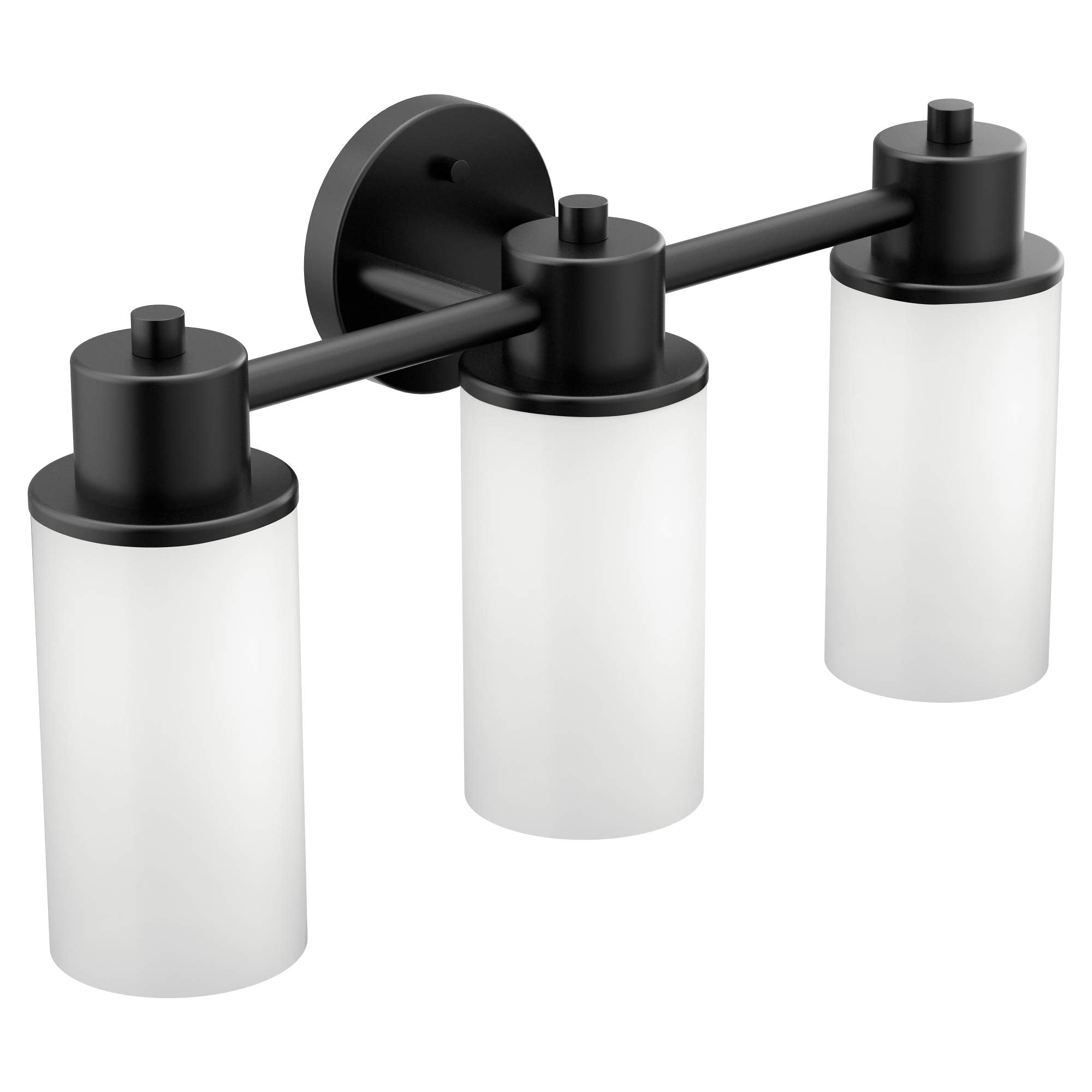 Moen Dn0763Bl Iso 3-Light Dual-Mount Bath Bathroom Vanity Fixture With Frosted Glass, Matte Black
