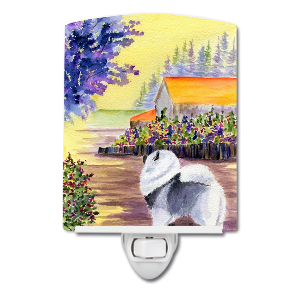 Caroline'S Treasures Ss8452Cnl Keeshond Ceramic Night Light Compact, Ul-Certified, Ideal For Bedroom, Bathroom, Nursery, Hallway, Kitchen, 6X4X3, Multicolor