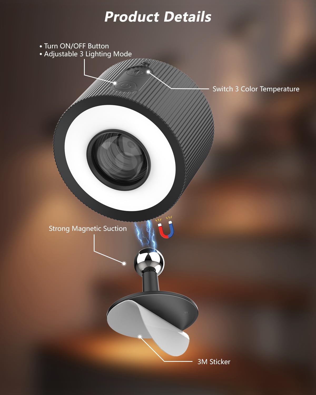 Led Wall Mounted Lights With Remote, 3 Lighting Modes & Dimmable For Picture Lights, 3200Mah Battery Operated Wall Sconces, Magn