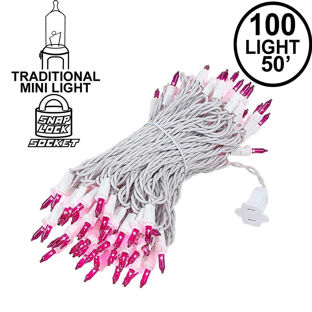 Novelty Lights 100 Light Purple Mini String Light Set, 50 Long, Indoor/Outdoor, White Wire, Model MRD-25B-4