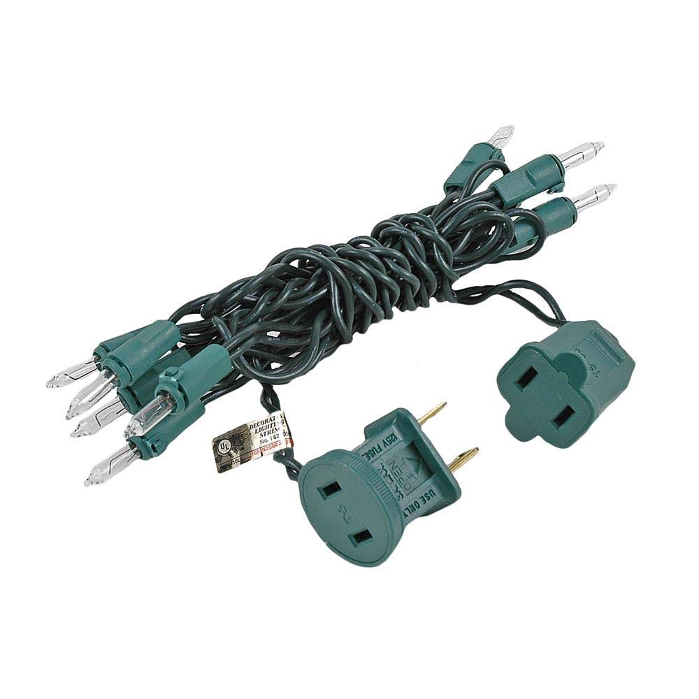 Novelty Lights 5 Feet Clear Mini Christmas Lights, Green Wire, UL Listed, Indoor/Outdoor, Model CG10-G-CL