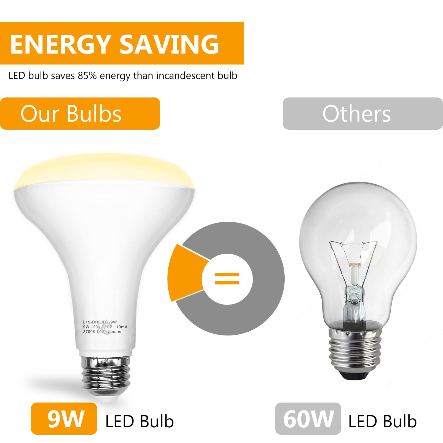 Daybetter Br30 Led Light Bulb 65W Equivalent, Dimmable Br30 Led Recessed Light Bulb, 2700K Warm White, 800 Lumens, E26 Standard Base, 80 Cri, Flood Light Bulb For Bathroom Bedroom Kitchen, 6 Pack